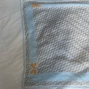 YSL vintage bow blue gold cotton scarf